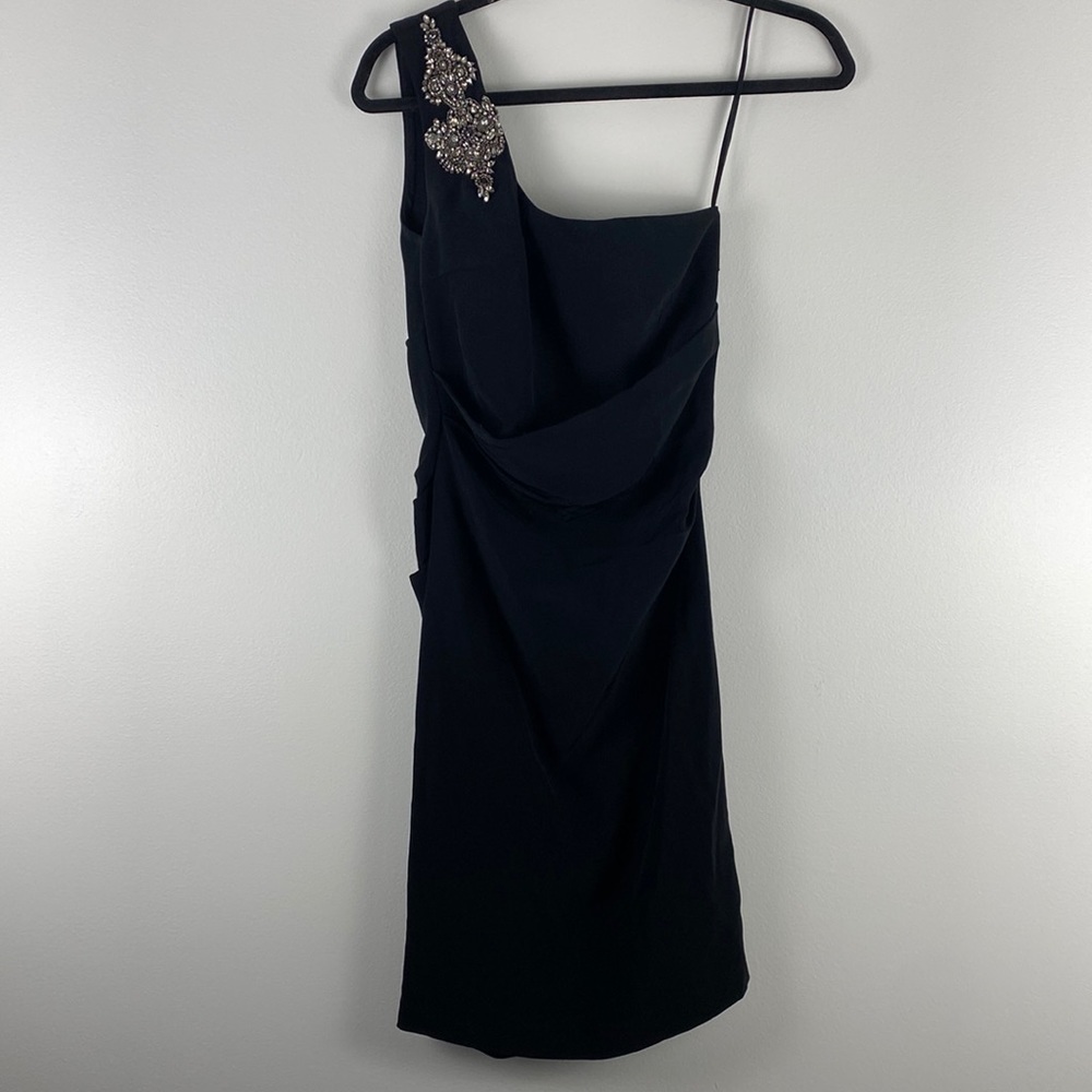 Dina Bar-el Vintage One Shoulder Cocktail Mini Dress Black Size P